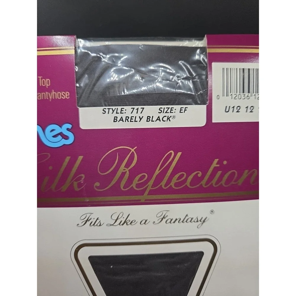 Hanes Silk Reflections Pantyhose Size EF Style 717, Barely‎ Black Control Top